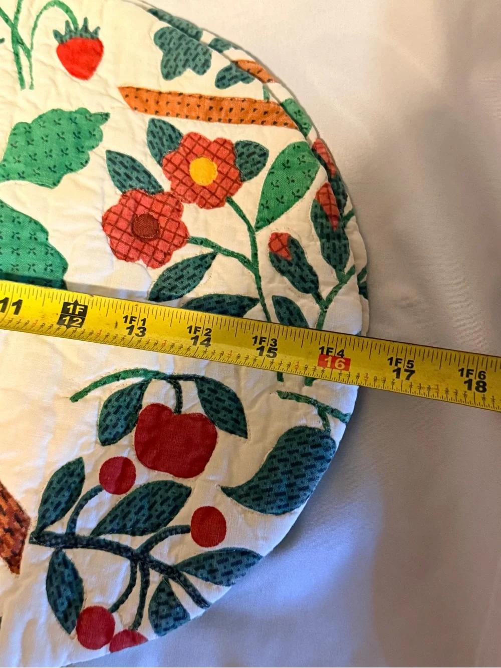Handmade Quilted Bird Floral Oval Placemats Set of 2 Cottagecore Farmhouse 11x16